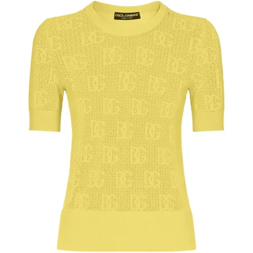 Monogram Jacquard Sweater , female, Sizes: XS, S, M - Dolce & Gabbana - Modalova
