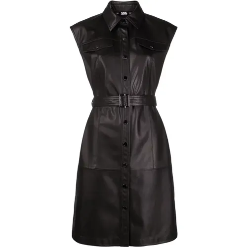 Faux Leather Dress , female, Sizes: S - Karl Lagerfeld - Modalova