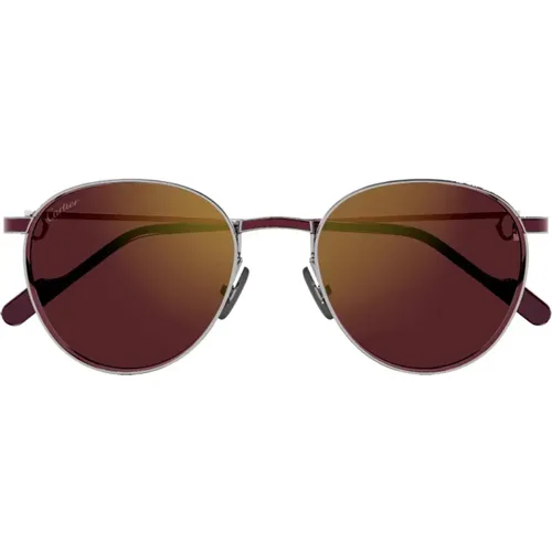 Elegant Oval Sunglasses with Mirrored Lenses , female, Sizes: 53 MM - Cartier - Modalova