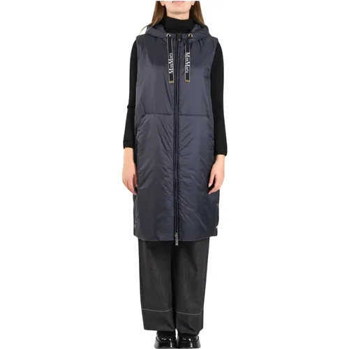 Waterproof Hooded Midi Gilet with Pockets , female, Sizes: M, XS, L, S - Max Mara - Modalova