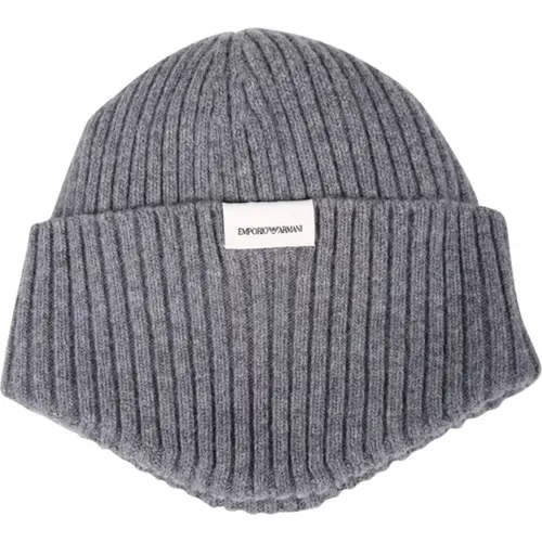 Beanies, male, , Size: S/M Melange Beanie Hat - Emporio Armani - Modalova