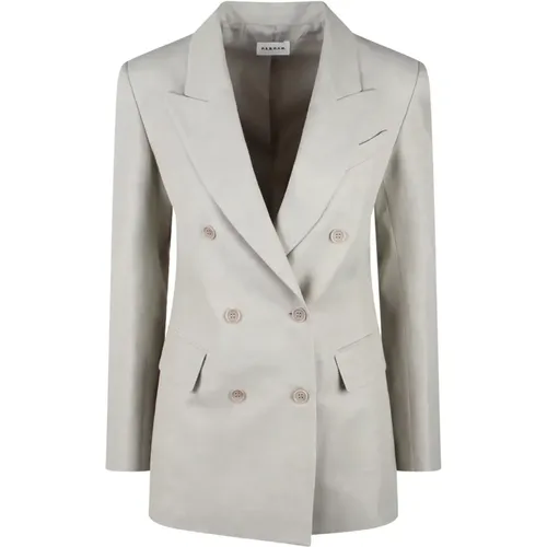 Blazers, female, , Size: M Double-Breasted Linen Blazer - P.a.r.o.s.h. - Modalova