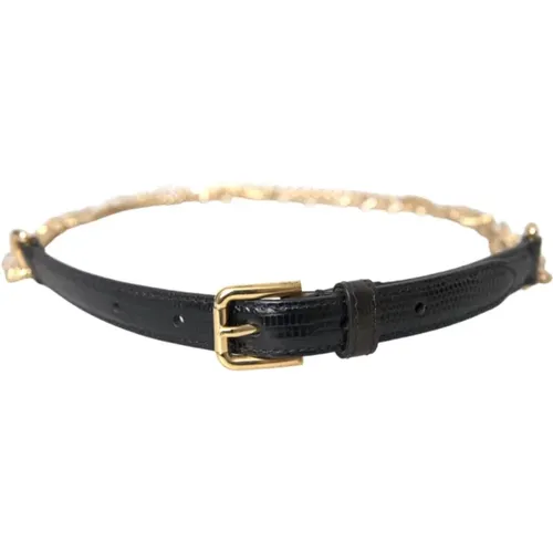 Crystal Leather Waist Belt , female, Sizes: L, S - Dolce & Gabbana - Modalova