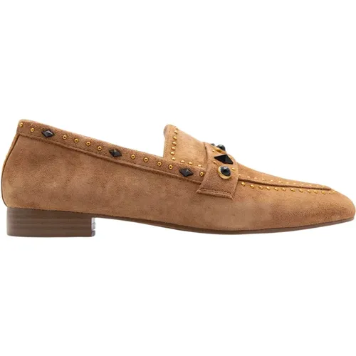 Cognac Suede Studs Loafers , Damen, Größe: 41 EU - Toral - Modalova