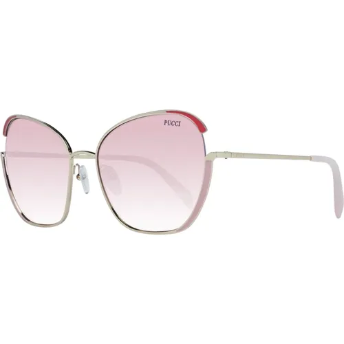 Goldene Schmetterlingssonnenbrille mit Rosa Gläsern - EMILIO PUCCI - Modalova