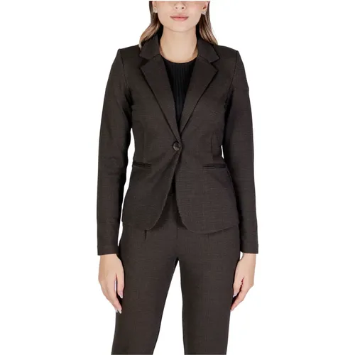 Brauner Blazer mit Taschen und Revers , Damen, Größe: S - Ichi - Modalova