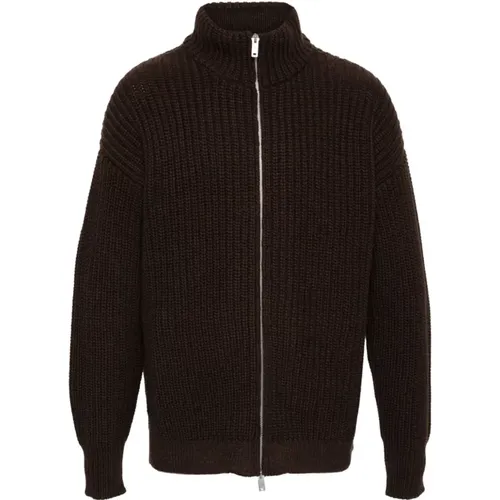 Coffee Fisherman Knit Cardigan , male, Sizes: M, L - Emporio Armani - Modalova