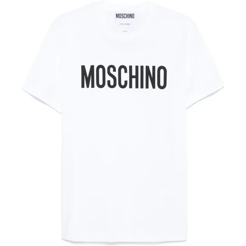 T-Shirts, male, , Size: M Crew Neck Logo T-shirt - Moschino - Modalova