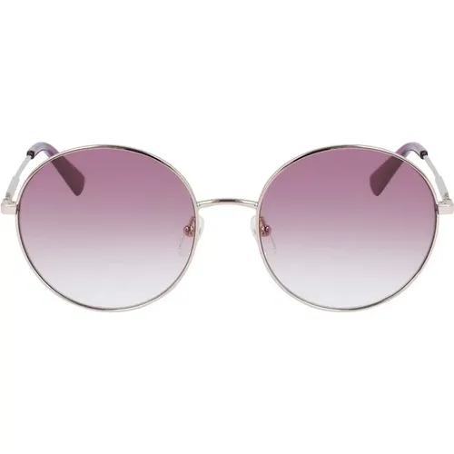 Sunglasses, female, , Size: ONE SIZE Golden Metal Sunglasses Gradient Pink - Longchamp - Modalova