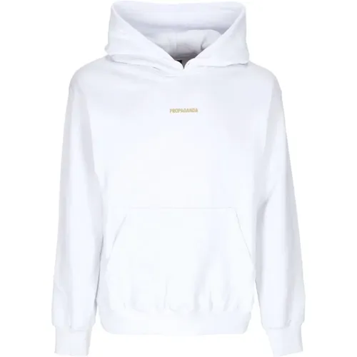 Weiße Herren Hoodie mit gerippten Details , Herren, Größe: XS - Propaganda - Modalova