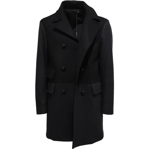 Double-Breasted Coats, male, , Size: S Grey Wool Jacket Ff007 - Zegna - Modalova