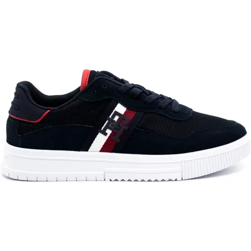 Navy Supercup Mix Sneakers , Herren, Größe: 44 EU - Tommy Hilfiger - Modalova