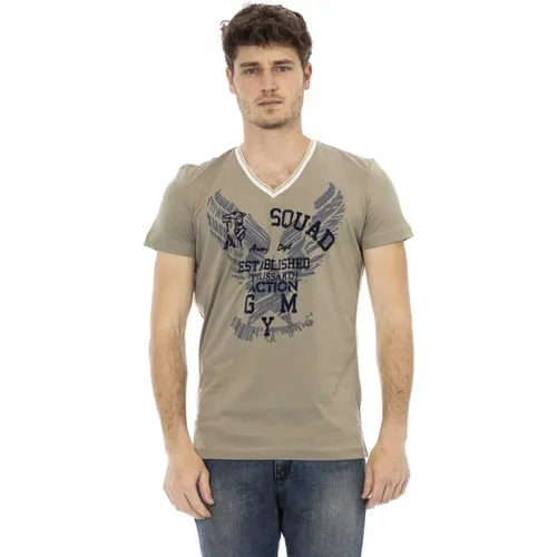 Kurzarm V-Ausschnitt T-Shirt , Herren, Größe: 2XL - Trussardi - Modalova