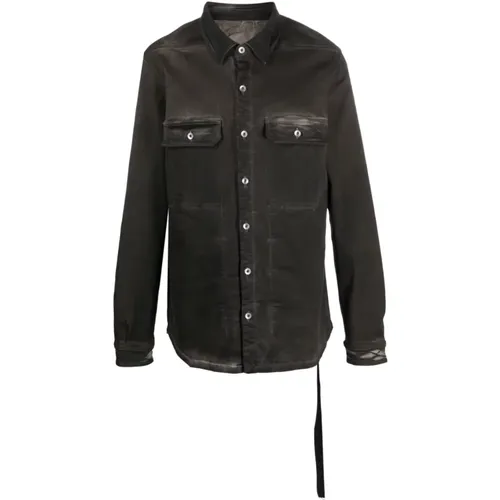 Grey Jacket with Draped Strap Detailing , male, Sizes: M - Rick Owens - Modalova