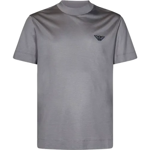 Graue T-Shirts und Polos mit Flocked Eagle Logo , Herren, Größe: 2XL - Emporio Armani - Modalova