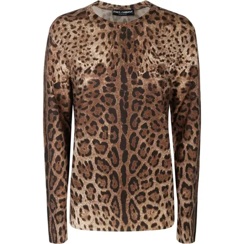 Animalier Cashmere Sweater , female, Sizes: S - Dolce & Gabbana - Modalova