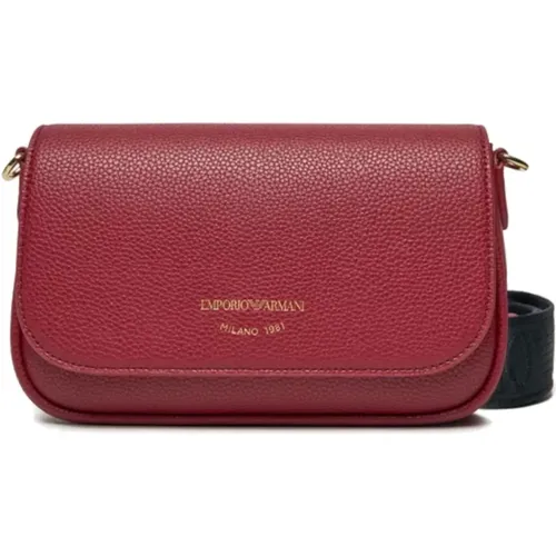 Mini Tasche Bordeaux mit Schwarzem Logo-Schriftzug - Emporio Armani - Modalova