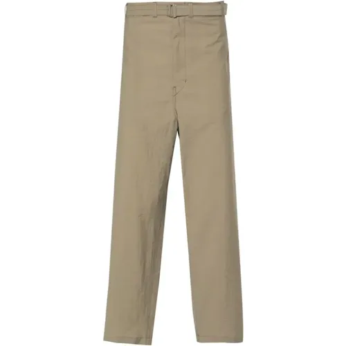 Straight Trousers, male, , Size: L Stylish Carrot Pants in Khaki - Lemaire - Modalova