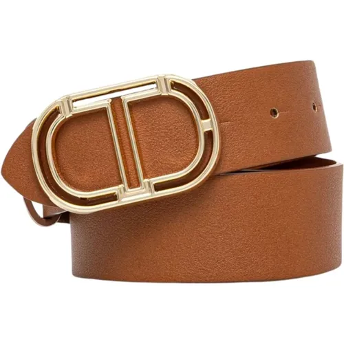 Belts, female, , Size: S Leather Belt with Materials - Twinset - Modalova