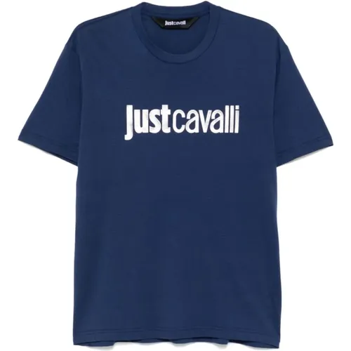 Blaue T-Shirts und Polos ***cv , Herren, Größe: L - Just Cavalli - Modalova