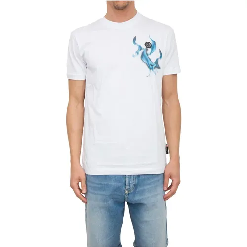 Flame Logos Rundhals T-shirt , Herren, Größe: M - Philipp Plein - Modalova