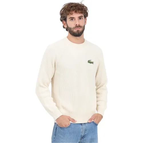 Winter Rippstrick Pullover Creme , Herren, Größe: 3XL - Lacoste - Modalova