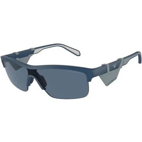 Blaue Rahmen Dunkelblaue Gläser Sonnenbrille , Herren, Größe: 35 MM - Emporio Armani - Modalova