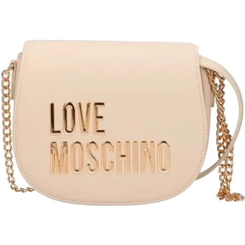 Ivory Schultertasche mit Gold Details - Moschino - Modalova