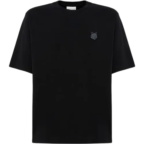 Iconic Fox Patch Cotton T-Shirt , male, Sizes: L, S - Maison Kitsuné - Modalova