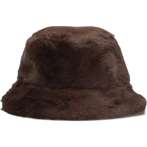 Flauschiger Brauner Bucket Hat , Damen, Größe: S - Stand Studio - Modalova