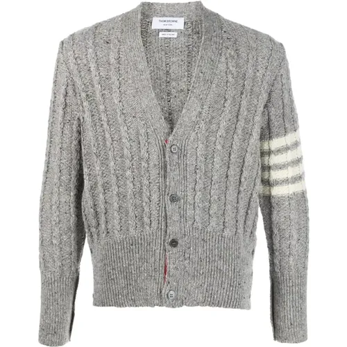 Wool Cardigan with Cable Knit Design , male, Sizes: L, XL - Thom Browne - Modalova