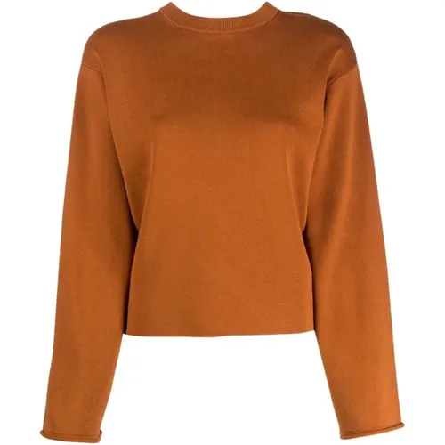 Brauner Seiden Baumwoll Langarm Pullover , Damen, Größe: S - Proenza Schouler - Modalova