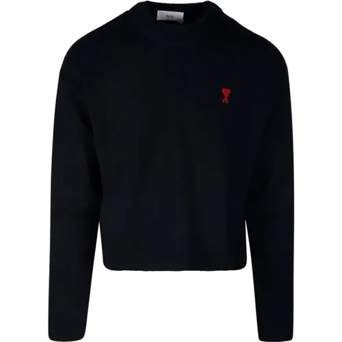 Schwarz Roter Crewneck Pullover , Herren, Größe: S - Ami Paris - Modalova