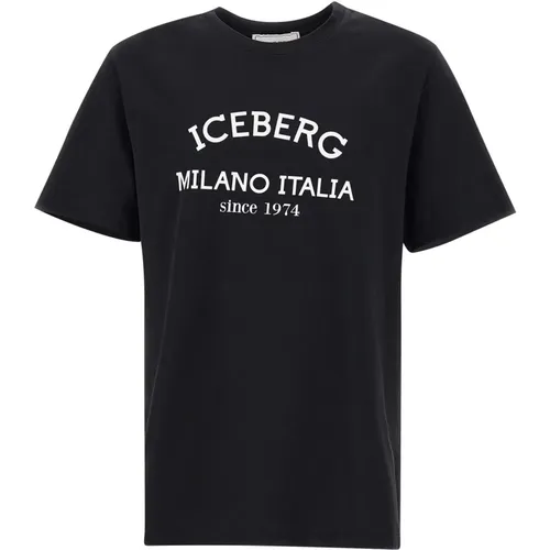 Schwarzes T-Shirt mit Logo-Print , Herren, Größe: XL - Iceberg - Modalova