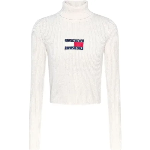 Ribbed Turtleneck Sweater , female, Sizes: L, XS, M, S - Tommy Hilfiger - Modalova