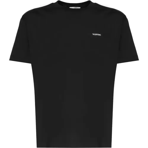 Logo Print Crew Neck Schwarze T-Shirts und Polos , Herren, Größe: M - Valentino Garavani - Modalova