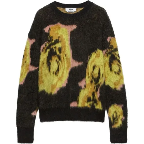 Floral Intarsia Knit Sweater , male, Sizes: S, L, XS, M - Msgm - Modalova