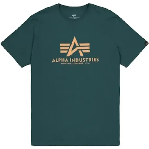 Herren Basic T-Shirt mit kurzen Ärmeln - alpha industries - Modalova