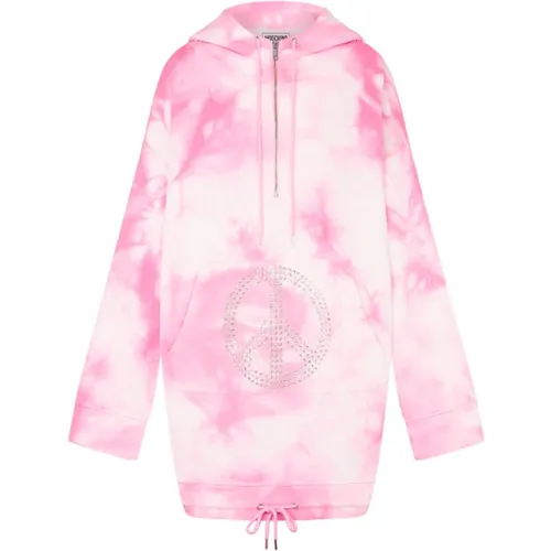 Hoodies, female, , Size: S Tie-Dye Cotton Hoodie with Zipper - Moschino - Modalova