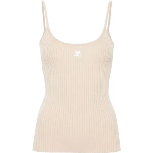 Ribbed Knit Spaghetti Strap Top , female, Sizes: M, S - Courrèges - Modalova