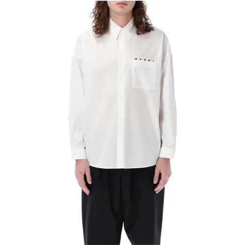 Hidden Logo Cotton Shirt , male, Sizes: L - Marni - Modalova