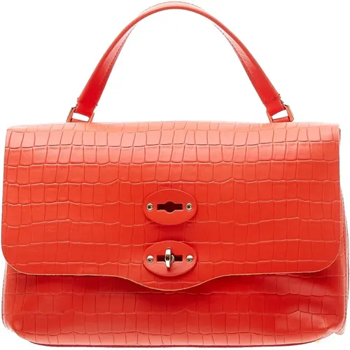 Arancione Handtasche mit Postina Spelle Druck , Damen, Größe: ONE Size - Zanellato - Modalova