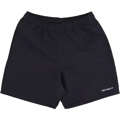 Schwarze/Weiße Badehose Elastischer Bund , Herren, Größe: S - Carhartt WIP - Modalova