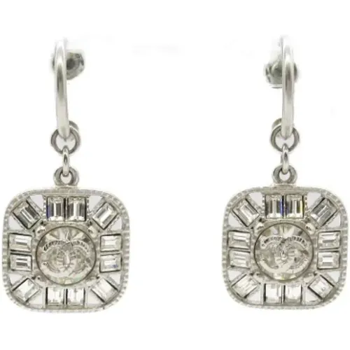 Pre-owned Jewellery, female, , Size: ONE SIZE Pre-owned Silver earrings - Chanel Vintage - Modalova