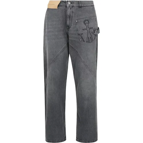 Straight Jeans, male, , Size: W32 Twisted Leg Workwear Jeans - JW Anderson - Modalova