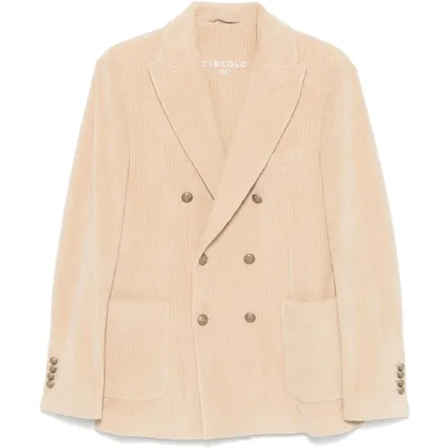 Blazers, male, , Size: L Corduroy Double-Breasted Jacket - Circolo 1901 - Modalova