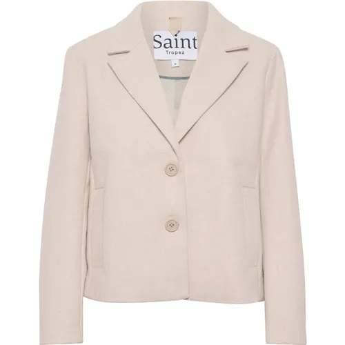 Viviansz Short Coat Jacke Creme Melange - Saint Tropez - Modalova