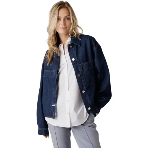 Dunkelblaue Jeansjacke mit Schlitz , Damen, Größe: S - closed - Modalova