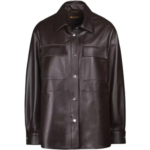 Elegant Mid-Length Shirt Jacket - Moorer - Modalova