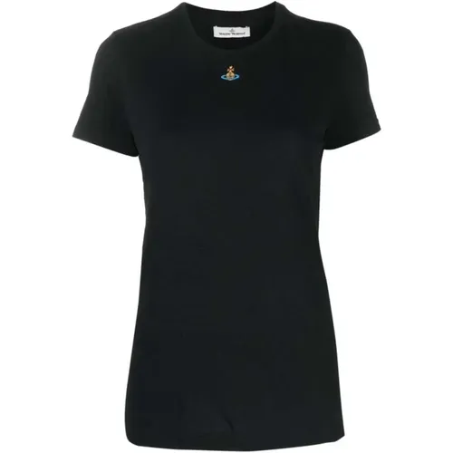 Orb Logo Baumwoll T-Shirt , Damen, Größe: XL - Vivienne Westwood - Modalova